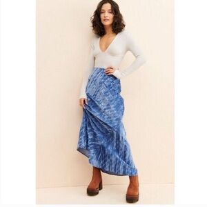 Free People Blue Velvet Noa Maxi Skirt size small